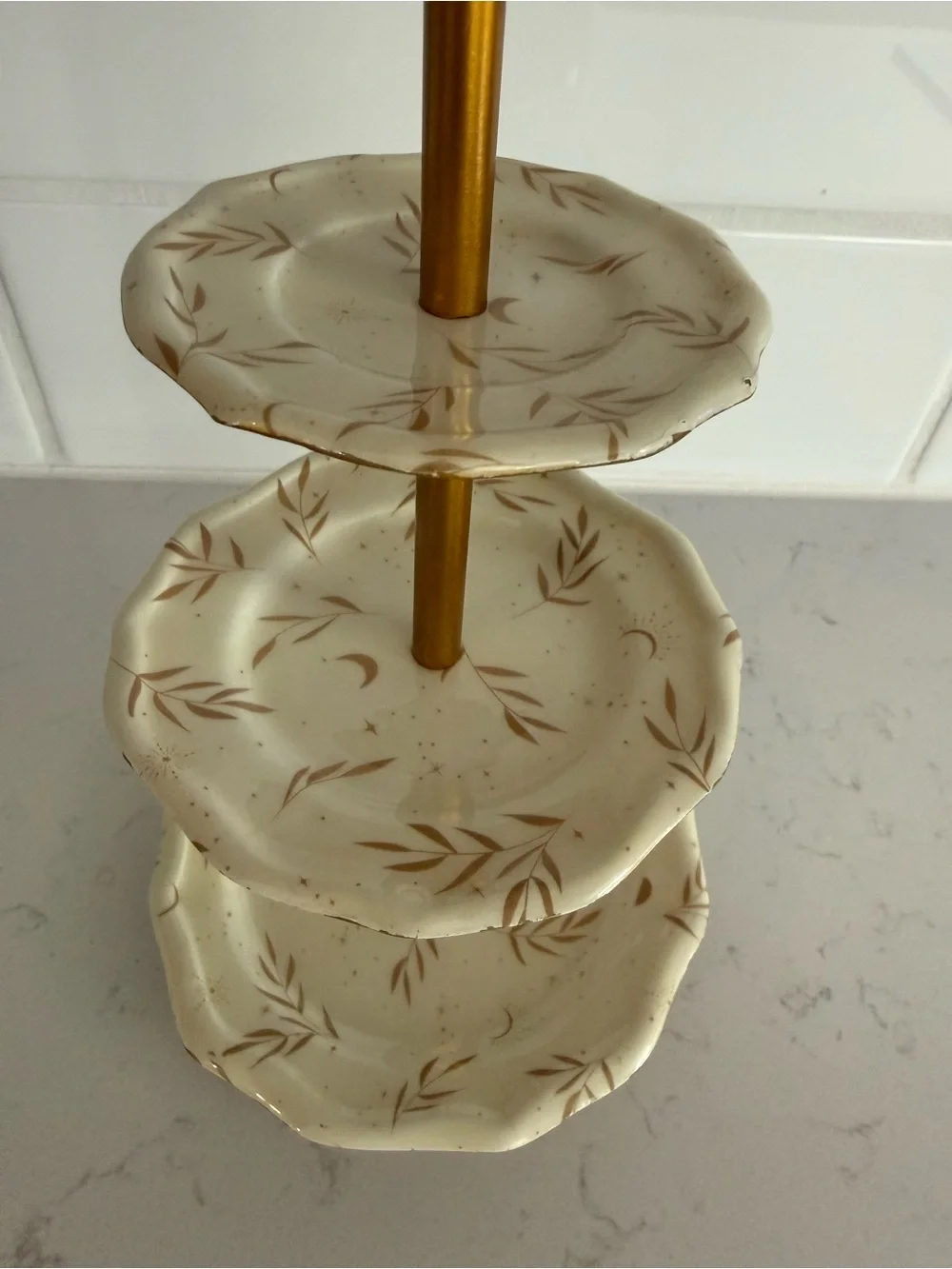 Gold Metal 3-Tier Jewelry Holder